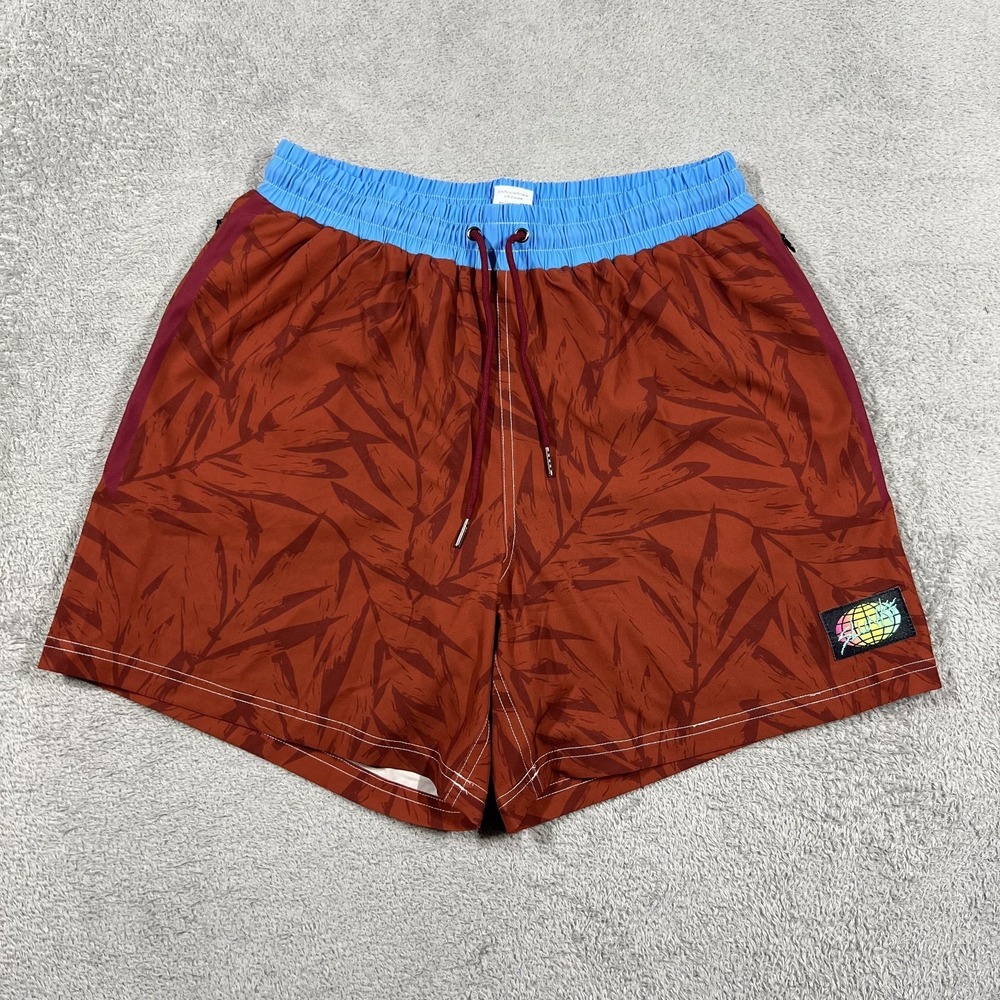 Slunks Shorts Mens Medium Bushwhacked Print Volleyball Athletic Lined Beach